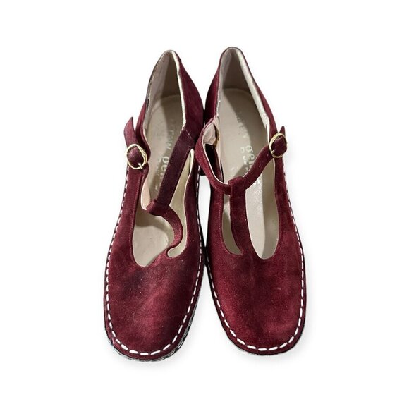Vintage Andrew Geller Burgundy Suede T Strap Mod Pumps. From 60-70s, Size 8.5 N. - Picture 2 of 12